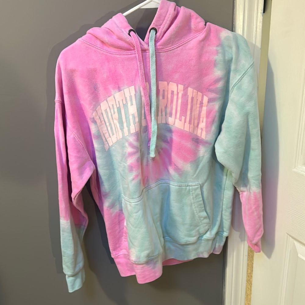 Pink and blue tie dye hoodie